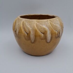 Vtg California Pottery USA C1 Brown Beige Drip Glazed Planter Vase Mission Style